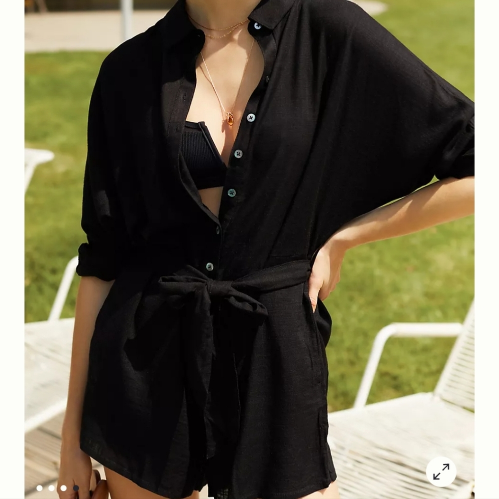 l*space Black Short Sleeve Tie-Waist Romper